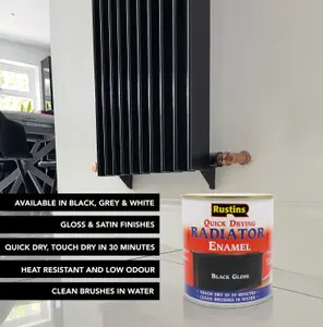 Rustins Quick Drying Radiator Enamel Satin - Black 250ml