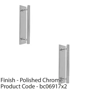 2 PACK - Knurled Drawer Bar Pull Handle & Matching Backplate - Polished Chrome 168 x 40mm