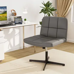 Costway Modern Criss Cross Chair PU Leather Upholstered Armless Cross Desk Chair