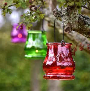 12-Pack Hanging Tealight Holders - Coloured Glass for Indoor & Outdoor Ambiance, Perfect for Special Occasions