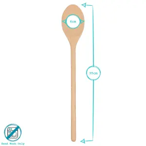 Argon Tableware Wooden Cooking Spoons - 35cm - Pack of 6