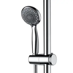 Flora Round 3 Way Concealed Thermostatic Shower Mixer Valve, Shower Head, Slider Rail kit, Body Jets Set Chrome