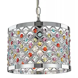 Modern Sparkly Ceiling Pendant Light Shade with Multi-Coloured Beads