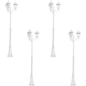 4 PACK IP44 Outdoor Bollard Light White Aluminium Lantern 3 Arm 60W E27 Post