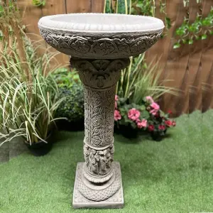 Roman Design very detailed Stone cast Birdbath