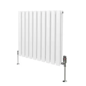 Oval Column Radiator & Valves - 600mm x 600mm - White