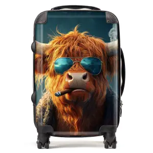 Highland Cow With Glasses Suitcase - Cabin