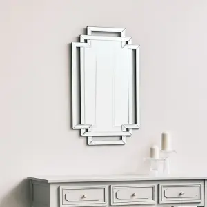 Melody Maison Glass Framed Art Deco Rectangle Wall Mirror - 80cm x 50cm