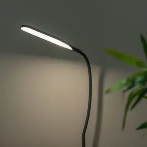 ValueLights Adjustable LED Daylight Desk Lamp with Clamp, Colour Modes with Dimmer and USB - Black