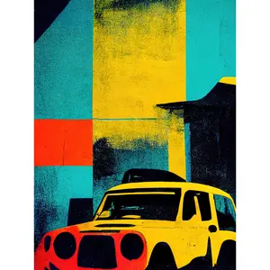 Warhol Inspired Modern Abstract Car Taxi - Print Unframed / 40.5cm H x 30.5cm W x 0.2cm D