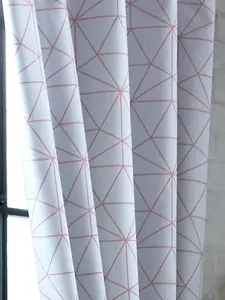 Metro Prism Triangle Lined 54'' Curtains - Blush / Grey