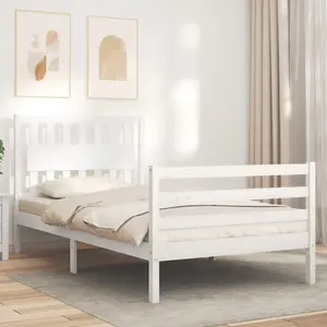 Berkfield Bed Frame with Headboard White 100x200 cm Solid Wood