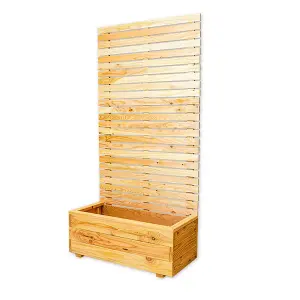 Primrose Wooden Trough Planter 89 x 43cm With Close Style Privacy Trellis 1.73m