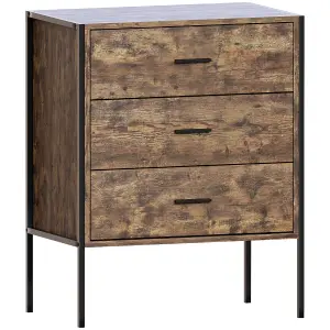 Vida Designs Brooklyn Dark Wood 3 Drawer Chest (H)795mm (W)630mm (D)400mm