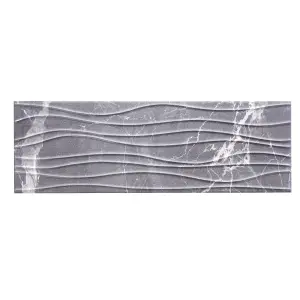 Elegance Grey Gloss 3D Decor Marble effect Ceramic Wall Tile Sample