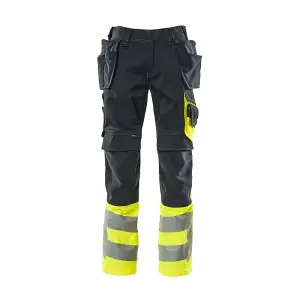 Mascot Safe Supreme Trousers with Holster Pockets (Dark Navy/Hi-Vis Yellow)  (38.5) (Leg Length - Long)