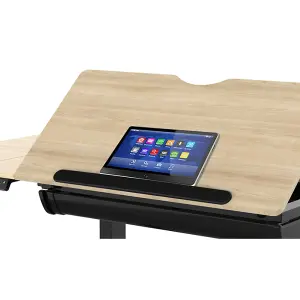 Height Adjustable Black Oak Electric Drafting Desk 1200 x 600mm with Tilt Feature