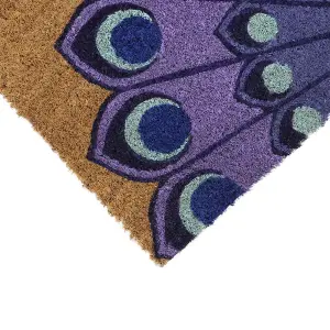 Eco-Friendly Latex Backed Coir Door Mat, Peacock