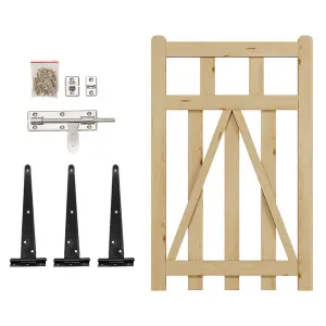 Outdoor Wooden Garden Gate Fence with Door Latch 76cm W x 120cm H