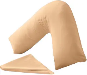 Orthopaedic V-Shaped Pillow Extra Cushioning Support For Head, Neck & Back (Latte, V-Pillow With Cover