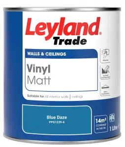 Leyland Trade Vinyl Matt Walls & Ceilings Emulsion Paint Blue Daze (PPG1239-6) 1L