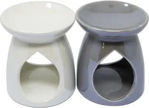 New Pack Of 2 Oval Shape Oil Burner Fragrance Granules Wax Melts Tea Light Ceramic