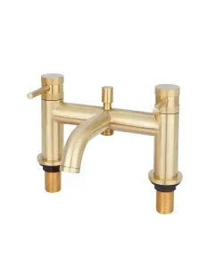 Brushed Brass Bath Shower Mixer Tap Premium Brassware Diamond Cut Handles