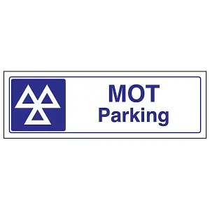 MOT Parking Area Garage Mechanic Sign - Rigid Plastic - 450x150mm (x3)