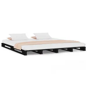 Berkfield Pallet Bed Black 120x200 cm Solid Wood Pine