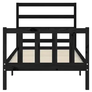 Berkfield Bed Frame with Headboard Black 90x190 cm Solid Wood