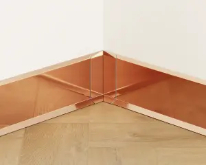 Set of 4 Internal Modular Steel Corners for Steel Skirting Boards - Copper Polished