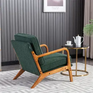 Accent Chair Mid-Century Modern Chair Armchair with Solid Wood Frame for Living Room, Bedroom, Belcony (1, Emerald)