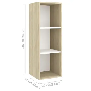 Berkfield 4 Piece TV Cabinet Set White and Sonoma Oak Engineered Wood