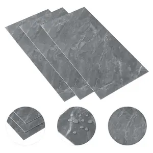 10 Pcs Dark Grey  PVC Waterproof & Oil-Proof Marble Tile Stickers for Kitchen Bathroom 60cm L x 30cm W