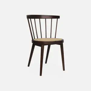 sweeek. Pair of wood and cane dining chairs Nora Dark wood colour 54x54x76.5 cm