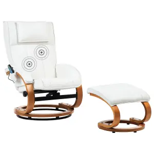 Massage Chair with Footstool MAJESTIC Faux Leather Light Beige