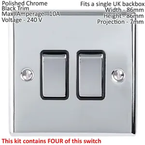 CHROME House Socket & Switch Set -14x Light & 14x Switched UK Power Sockets