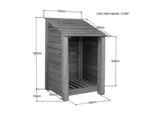 Wooden log store W-79cm, H-126cm, D-88cm - natural (light green) finish