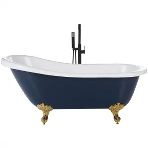 Freestanding Bath 1500 x 770 mm Blue and Gold CAYMAN