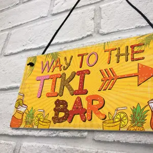 Red Ocean Welcome Tiki Bar Party Hanging Bar Pub Plaque Cocktails Beach Decoration Sign Friendship Gift