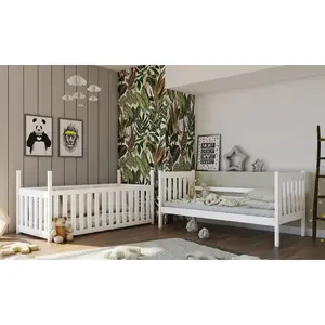 Laskowski Single (3') Standard Bunk Bed and Mattress White / Left Ladder