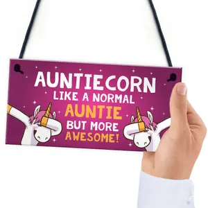 Red Ocean Funny Auntiecorn Plaque Auntie Unicorn Gifts Birthday Christmas Gift For Auntie Gifts From Niece Nephew