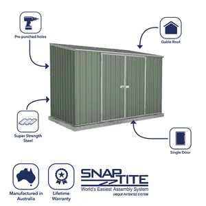 Absco 3m x 1.52m Space Saver Metal Shed Green / No