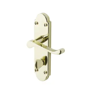 Colours Beja Polished Brass effect Steel Scroll Bathroom Door handle (L)96mm