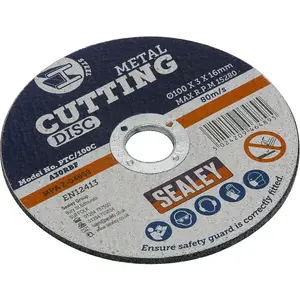 Heavy Duty 100mm Flat Metal Cutting Disc for Angle Grinders with 16mm Bore