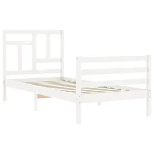 Berkfield Bed Frame with Headboard White 90x200 cm Solid Wood