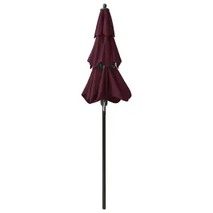 Berkfield 3-Tier Parasol with Aluminium Pole Bordeaux Red 2 m