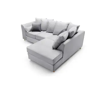 Chicago Velvet Right Facing Corner Sofa in Light Grey