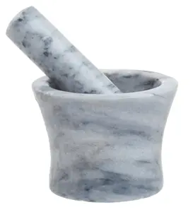 Maison by Premier Salerno Grey Marble Curved Mortar And Pestle