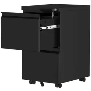 39cm Wide 2 -Drawer Mobile Steel File Cabinet Black